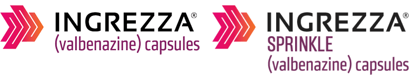 INGREZZA capsules and sprinkle logos